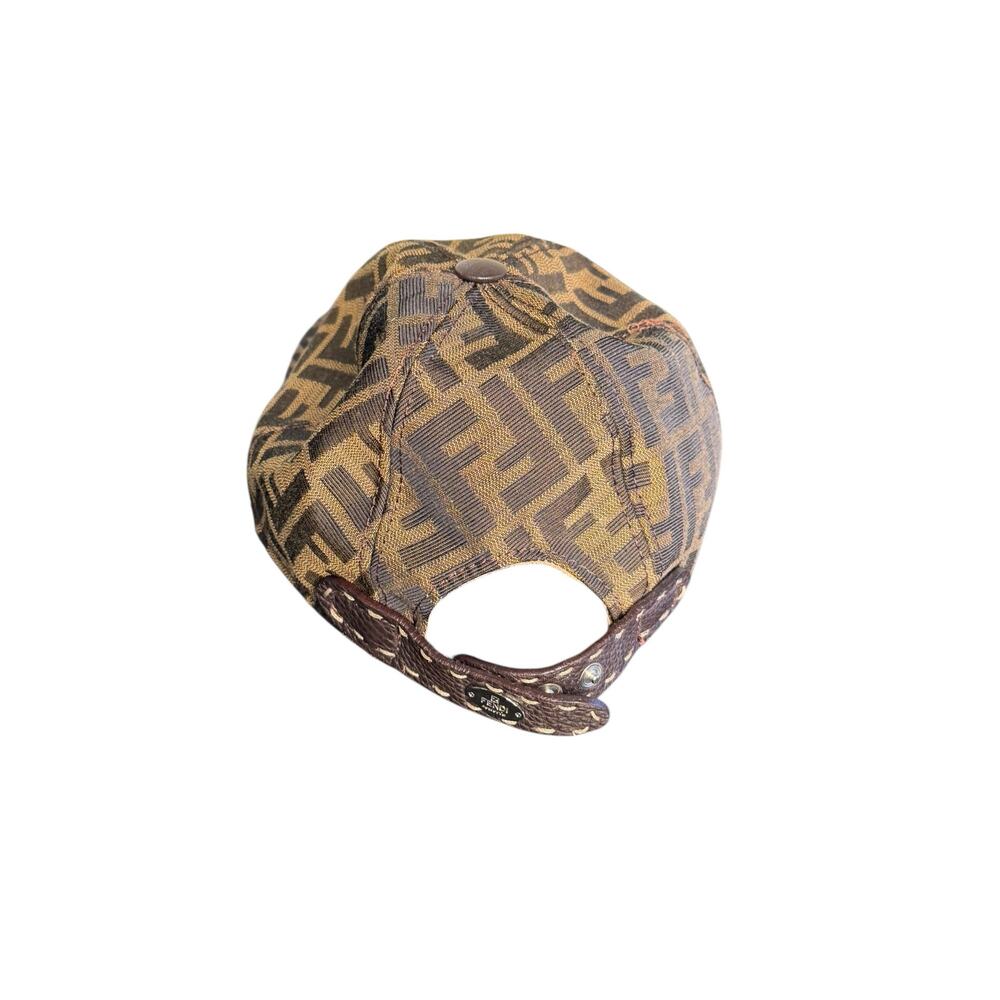 Fendi Selleria FF Canvas Baseball Cap w/Leather Accents Size XL - Picture 4 of 14